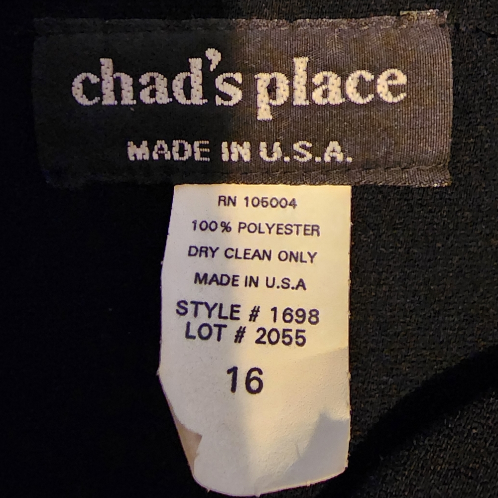 Vintage Chad's Place Velour Black Jacket / Blazer size 16 - Picture 5 of 5